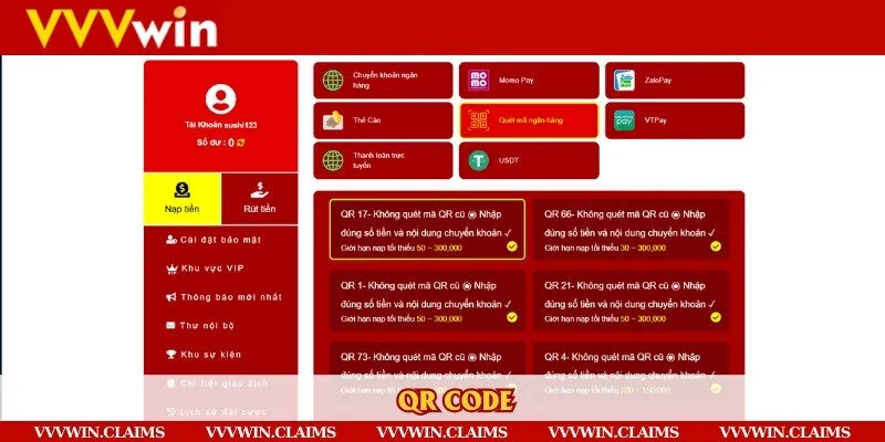 Nạp tức tức thì với mã QR Code